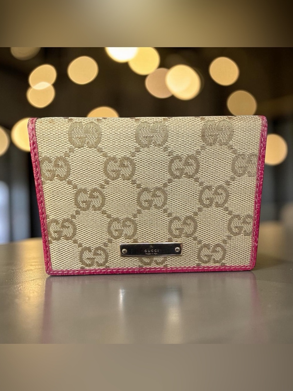Vintage Gucci GG Canvas & Leather ID Card Holder (A289)